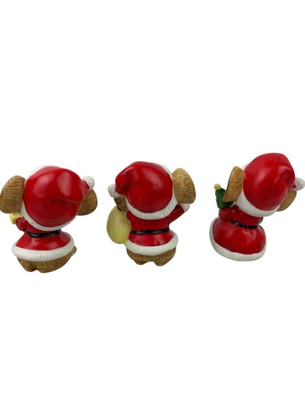 Vintage Homco Christmas Mice #5405 Santa Mouse Ceramic Bisque Figurines Set of 3